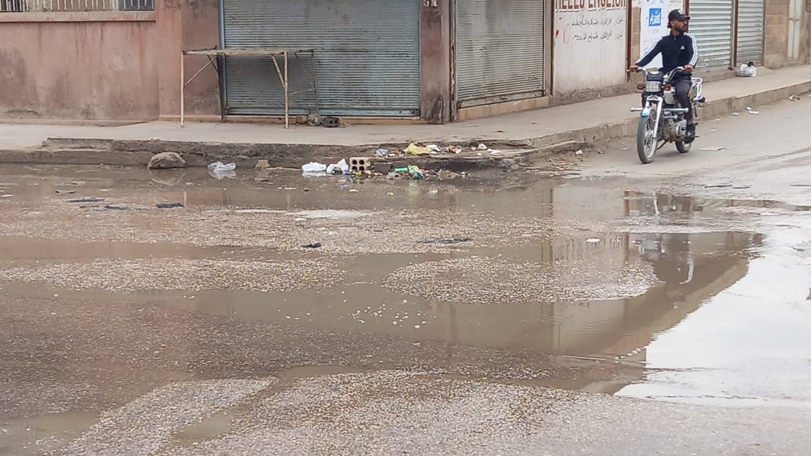 Accumulation of sewage in Munir Habib Street in Qamishli