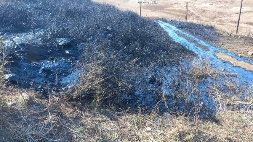 A deliberate puncture of an oil pipeline in the western countryside of Homs