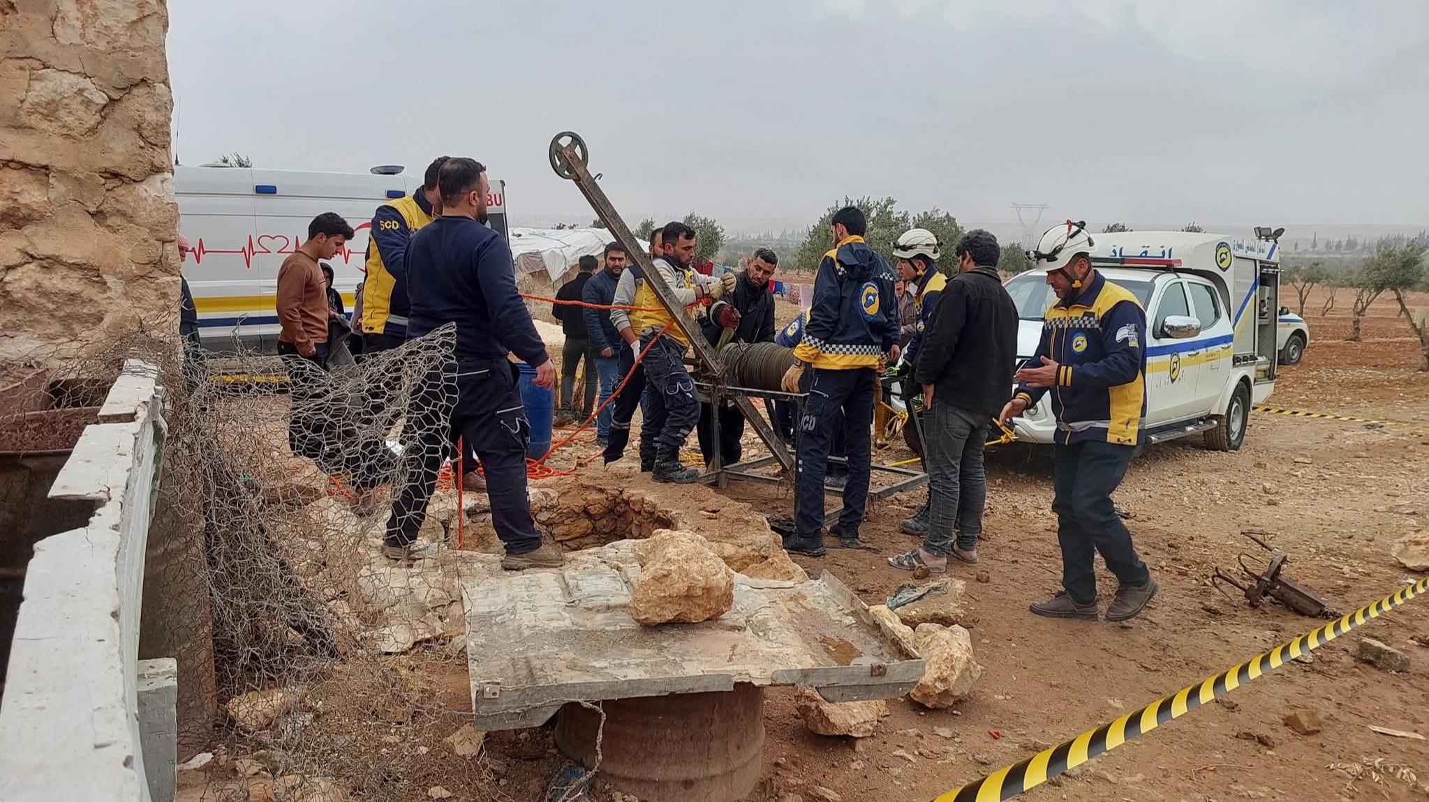 The death of a woman after falling into a deep well while filling water in the eastern countryside of Aleppo