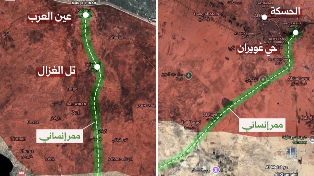 Opening two humanitarian corridors with areas controlled by SDF