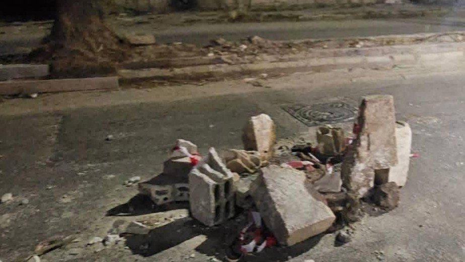 Warning: Land subsidence on the main road in Taldoo